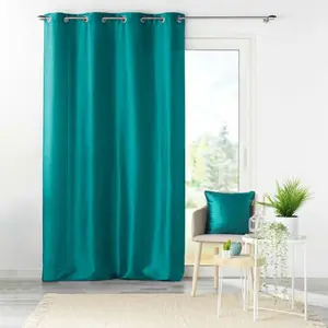 Comparateur de prix : Rideau a oeillets 140 x 240 cm shantung uni shana Bleu Douceur d'Intérieur