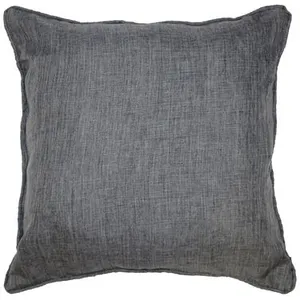  douceur d'Intérieur Eminza - Coussin passepoil uni Chambray newton Anthracite 40 x 40 cm pas cher
