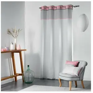 Rideau de fenêtre MATIK 140 x 260 cm, blanc avec décor menthe pas cher