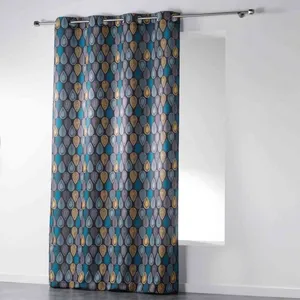 douceur d'intérieur, Rideau à Oeillets (140 x 260 cm) Palpito Anthracite, Polyester Imprimé pas cher