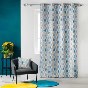 Comparateur de prix : Rideau a oeillets 140 x 260 cm polyester imprime palpito Blanc