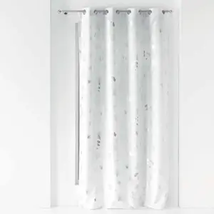 Douceur d'Intérieur Rideau Déco à oeillets "Bloomy" 140x260cm Blanc pas cher