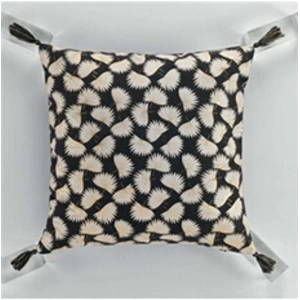 Paris Prix Coussin déhoussable pompons 45x45 cm coton recycle or Tosane pas cher