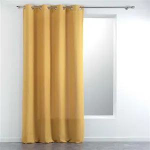 Douceur d'Intérieur, Rideau à Oeillets (140 x 260 cm) Meliane Jaune, Tissé pas cher