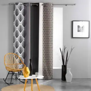 Comparateur de prix : Douceur d'Intérieur Rideau a oeillets 140 x 260 cm polyester imprime galileo Noir