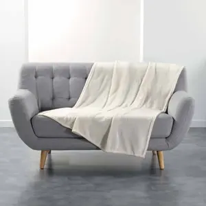 Comparateur de prix : Douceur d'Intérieur Plaid 125 x 150 cm flanelle unie flanou Naturel