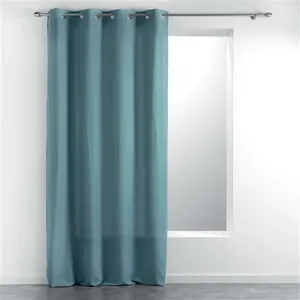 Douceur d'Intérieur rideau a oeillets 140 x 280 cm tisse uni meliane bleu pas cher
