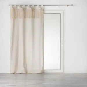 Comparateur de prix : Douceur d'Intérieur Rideau à Passants 140 x 240 Cm Polycoton Uni et Top Macrame, Samaya