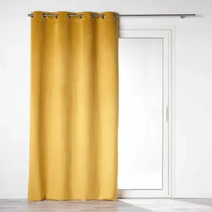 Paris Prix Rideau occultant en velours uni (135x260 cm - Jaune) pas cher