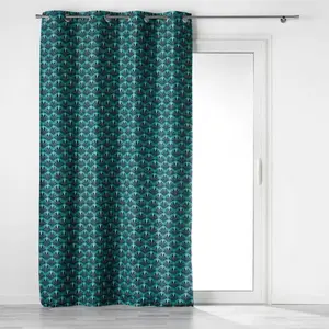 Douceur d'Intérieur Rideau a oeillets 135 x 260 cm 100% occultant/microfibre imp. surya Bleu pas cher