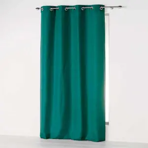 Douceur d'Intérieur RIDEAU A OEILLETS 140 x 260 CM MICROFIBRE UNIE ABSOLU EMERAUDE pas cher