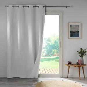 Douceur d'Intérieur Rideau a oeillets 140 x 260 cm 100% occultant/microfibre unie obscure Blanc pas cher