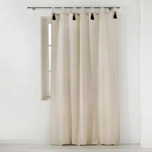 Douceur d'Intérieur Homemaison - rideau a passants+pompons 140 x 240 cm polycoton uni cyrine pas cher