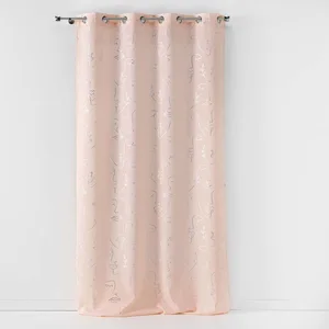 Douceur d'Intérieur Rideau a oeillets 140 x 260 cm imprimé métallisé Artyline Rose/argent