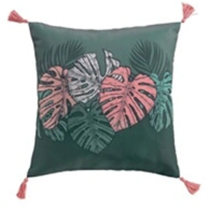 Paris Prix coussin pompons 40 x 40 cm polyester imprime jardin d'interieur des. place