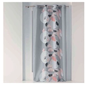 Douceur d'Intérieur RIDEAU A OEILLETS 140 x 260 CM POLYESTER IMPRIME EDEN BLUSH GRIS pas cher