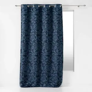 Douceur d'Intérieur Rideau a oeillets 140 x 260 cm jacquard rosalina Navy pas cher