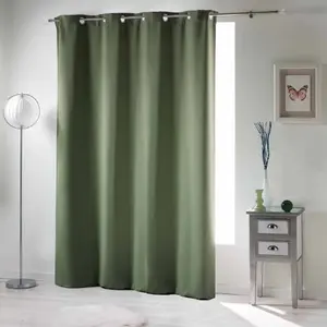 Rideau a oeillets 135 x 240 cm occultant uni occult Kaki Douceur d'Intérieur pas cher
