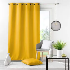 Douceur d'Intérieur Rideau a oeillets metal 140 x 260 cm polyester uni essentiel Miel pas cher