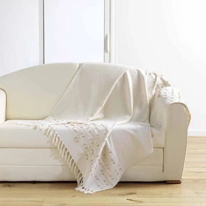 Comparateur de prix : Douceur d'Intérieur PLAID A FRANGES 125 x 150 CM COTON UNI+FILS COUPES GOLDEN SUNSET