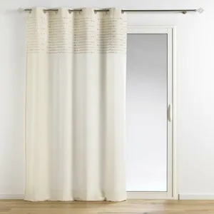 Douceur d'Intérieur RIDEAU A OEILLETS 140 x 240 CM COTON UNI+TOP FILS COUPES GOLDEN SUNSET