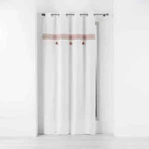 Comparateur de prix : Douceur d'Intérieur Homemaison - Rideau tamisant 140 x 240 cm coton + haut brodé Amaya Rose