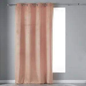 Douceur d'Intérieur Rideau tamisant a oeillets 140 x 240 cm velours Velvetine Dragée pas cher