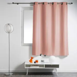 Douceur d'Intérieur Rideau a oeillets metal 140 x 180 cm polyester uni essentiel Rose Poudre pas cher
