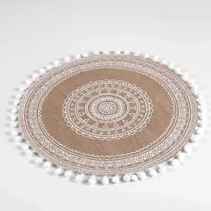 Comparateur de prix : Douceur d'Intérieur Homemaison - Set de table rond en jute avec pompons Blanc ø 38 cm