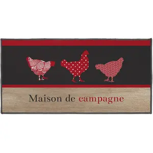 Comparateur de prix : Douceur d'Intérieur tapis deco rectangle 57 x 115 cm imprime maison de campagne