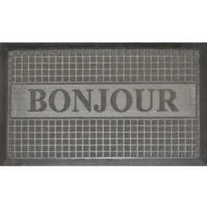Douceur d'Intérieur Tapis d'Entrée Bonjour 45x75cm Gris pas cher