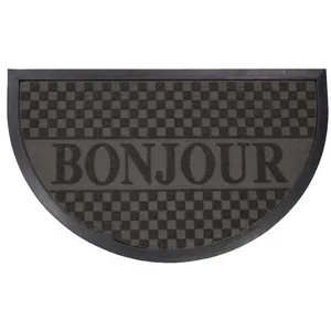 Comparateur de prix : Douceur d'Intérieur Tapis d'entrée 45x75cm demi-lune bonjour noir