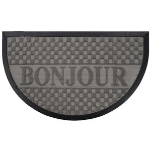 Comparateur de prix : Douceur d'Intérieur Tapis d'Entrée Demi-Lune Bonjour 45x75 cm Gris