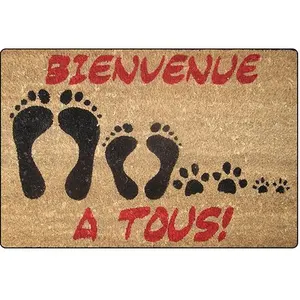 Comparateur de prix : douceur d'interieur PAILLASSON 40X60 COCO IMPRIME BIENVENUE, Coton, 80 x 150 cm