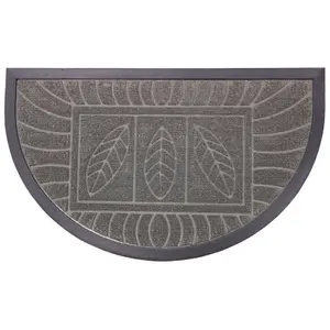 Comparateur de prix : Douceur d'Intérieur Tapis d'Entrée Demi-Lune Feuilles 45x75cm Gris