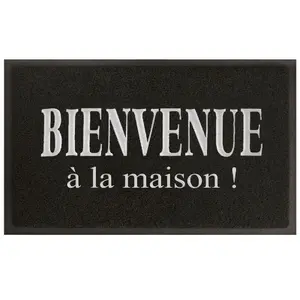 Douceur d'Intérieur Tapis d'entrée contemporain - Maison - 45x75 cm - PVC - Noir et gris