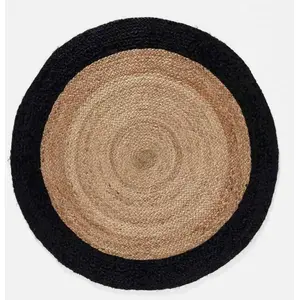 Comparateur de prix : Douceur D'intérieur - Tapis deco rond (0) 90 cm jute bicolore salem Noir
