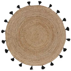 Tapis Shira - tapis rond à pompons - Douceur d'Intérieur pas cher