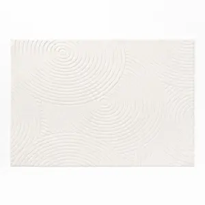 Tapis rectangle 120 x 170 cm   uni relief   modèle lazio   coloris ivo...