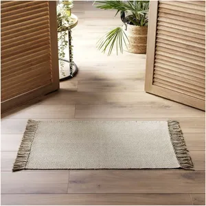 Douceur d'Intérieur Tapis rectangle coton et polyester tissé beige 50x80cm