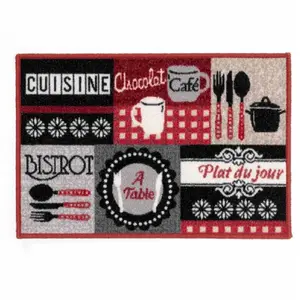 Comparateur de prix : Tapis de Cuisine "Digital Menu" 50x80cm Rouge