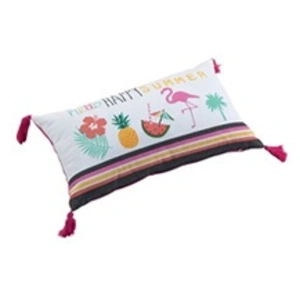 Paris Prix coussin dehous. compr. pompons 30 x 50 cm coton imprime ibiza des. place pas cher