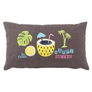 Paris Prix Coussin déhoussable 30x50 cm en coton pacifique happy Taupe pas cher