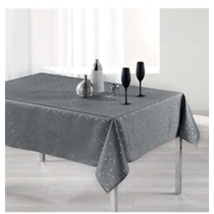 Comparateur de prix : DOUCEUR D'INTERIEUR Nappe rectangle 150 x 300 cm shantung imprime safina Gris/Argent