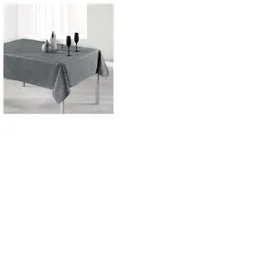 DOUCEUR D'INTERIEUR Nappe rectangle 150 x 240 cm shantung imprime safina Gris/Argent pas cher