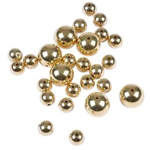 Lot de 26 Perles Rondes Effet Métal 1-1,5cm Or