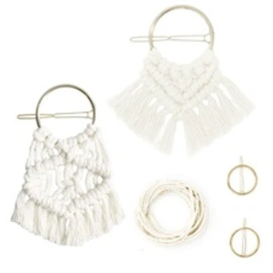 Comparateur de prix : Paris Prix Homéa, Kit pour 2 Barrettes Cheveux Macrame 15 x 20 x 2 cm Beige Naturel