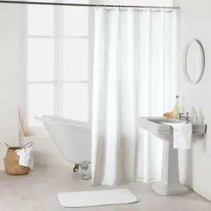 Comparateur de prix : Douceur d'intérieur Rideau de douche avec crochets 180 x 200 cm polyester uni essencia Blanc