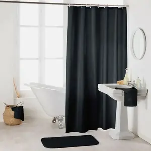 Comparateur de prix : DOUCEUR D'INTERIEUR Rideau de douche avec crochets 180 x 200 cm polyester uni essencia Noir