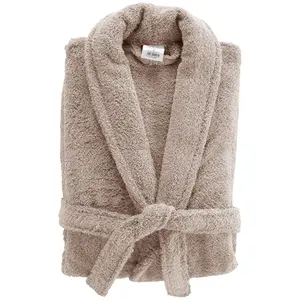 DOUCEUR D'INTERIEUR Peignoir en coton 'Tendresse' taupe - Paris Prix - Col châle - Style classique pas cher